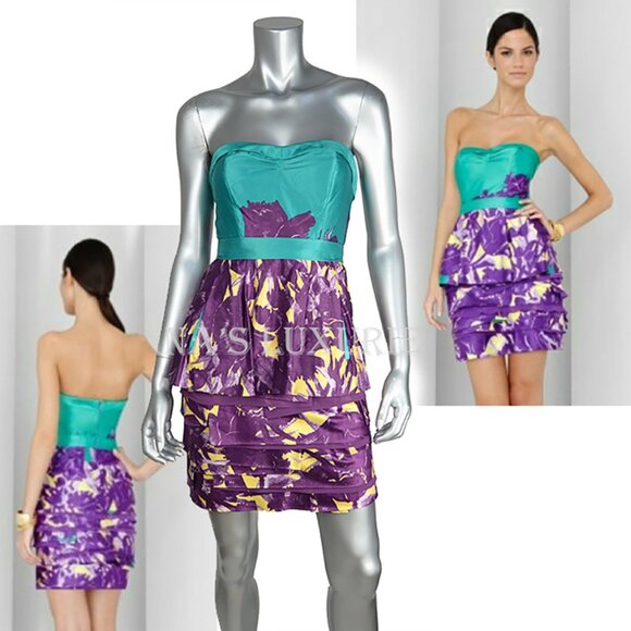 BCBGMaxAzria Dresses & Skirts - BCBG BCBGMAXAZRIA DRESS TIERED POPLIN SWEETHEART BODICE STRAPLESS US sz 2
